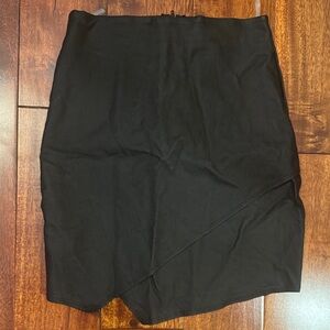 Black Asymmetric Faux leather Pencil Skirt